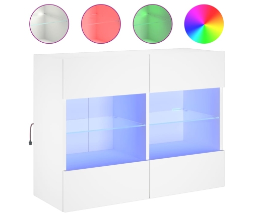 Mueble de TV de pared con luces LED blanco 78,5x30x60,5 cm