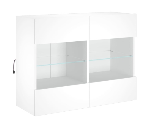 Mueble de TV de pared con luces LED blanco 78,5x30x60,5 cm