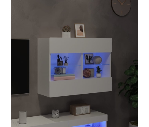 Mueble de TV de pared con luces LED blanco 78,5x30x60,5 cm