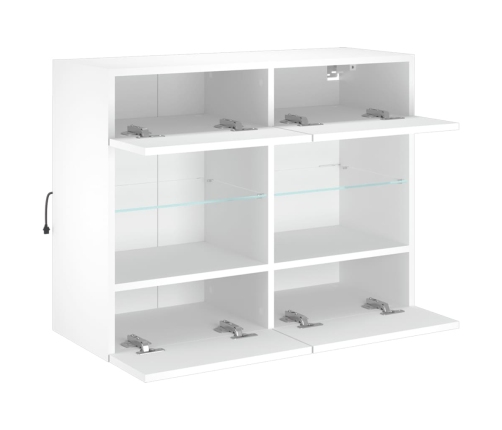 Mueble de TV de pared con luces LED blanco 78,5x30x60,5 cm