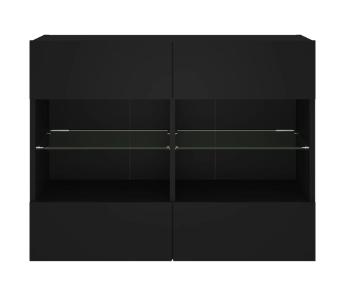 Mueble de TV de pared con luces LED negro 78,5x30x60,5 cm