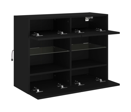 Mueble de TV de pared con luces LED negro 78,5x30x60,5 cm