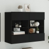 Mueble de TV de pared con luces LED negro 78,5x30x60,5 cm