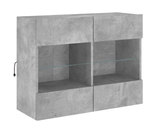 Mueble TV de pared con luces LED gris hormigón 78,5x30x60,5 cm