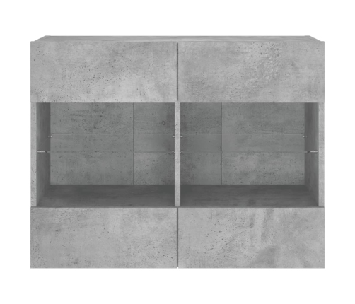 Mueble TV de pared con luces LED gris hormigón 78,5x30x60,5 cm