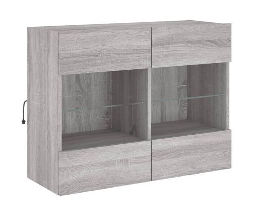 Mueble de TV de pared con luces LED gris Sonoma 78,5x30x60,5 cm