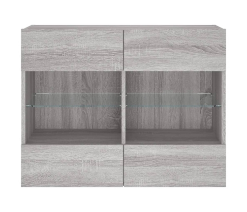 Mueble de TV de pared con luces LED gris Sonoma 78,5x30x60,5 cm