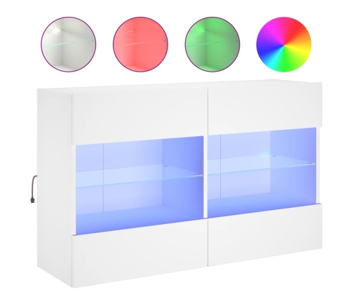 Mueble de TV de pared con luces LED blanco 98,5x30x60,5 cm