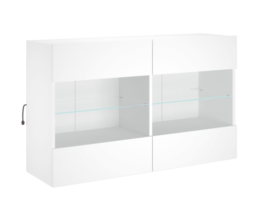 Mueble de TV de pared con luces LED blanco 98,5x30x60,5 cm