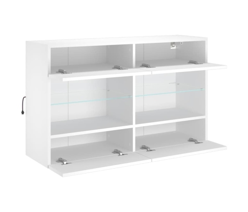 Mueble de TV de pared con luces LED blanco 98,5x30x60,5 cm