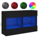 Mueble de TV de pared con luces LED negro 98,5x30x60,5 cm