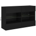 Mueble de TV de pared con luces LED negro 98,5x30x60,5 cm