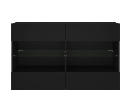 Mueble de TV de pared con luces LED negro 98,5x30x60,5 cm