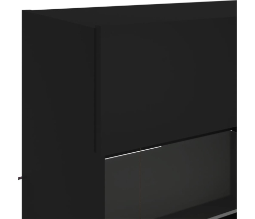 Mueble de TV de pared con luces LED negro 98,5x30x60,5 cm