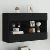 Mueble de TV de pared con luces LED negro 98,5x30x60,5 cm