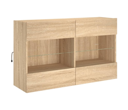 Mueble TV de pared con luces LED roble Sonoma 98,5x30x60,5 cm