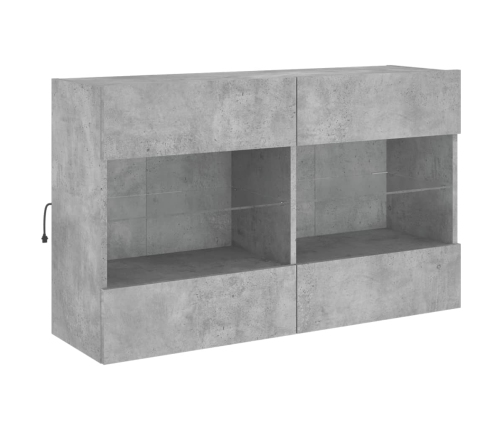 Mueble TV de pared con luces LED gris hormigón 98,5x30x60,5 cm