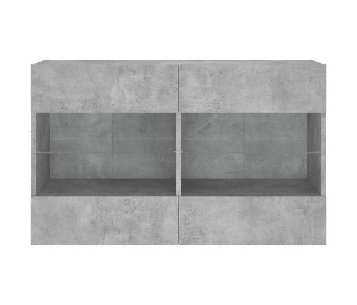 Mueble TV de pared con luces LED gris hormigón 98,5x30x60,5 cm