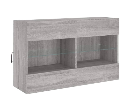 Mueble de TV de pared con luces LED gris Sonoma 98,5x30x60,5 cm