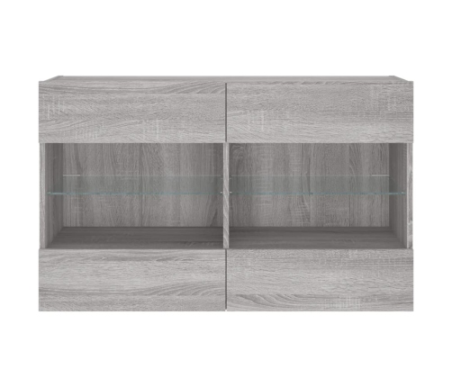 Mueble de TV de pared con luces LED gris Sonoma 98,5x30x60,5 cm