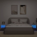 Mesitas de noche de pared con luces LED 2 unidades blanco