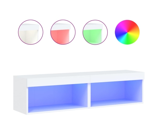 Muebles para TV con luces LED 2 uds blanco 60x30x30 cm