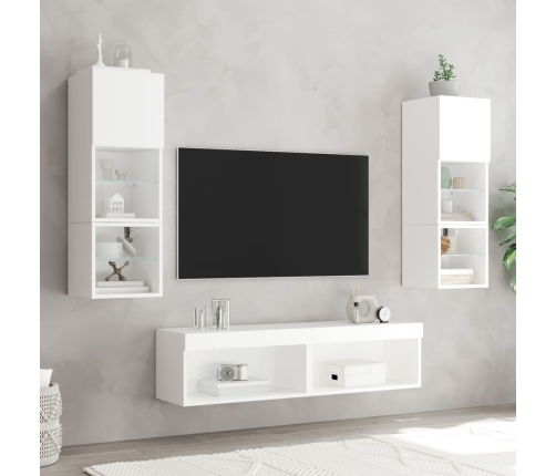 Muebles para TV con luces LED 2 uds blanco 60x30x30 cm