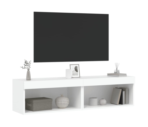 Muebles para TV con luces LED 2 uds blanco 60x30x30 cm