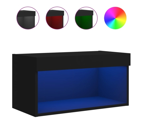 Mueble para TV con luces LED negro 60x30x30 cm