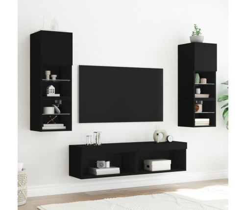 Mueble para TV con luces LED negro 60x30x30 cm