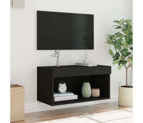 Mueble para TV con luces LED negro 60x30x30 cm