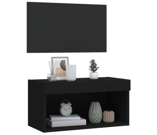 Mueble para TV con luces LED negro 60x30x30 cm