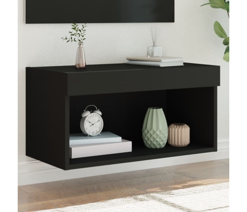 Mueble para TV con luces LED negro 60x30x30 cm