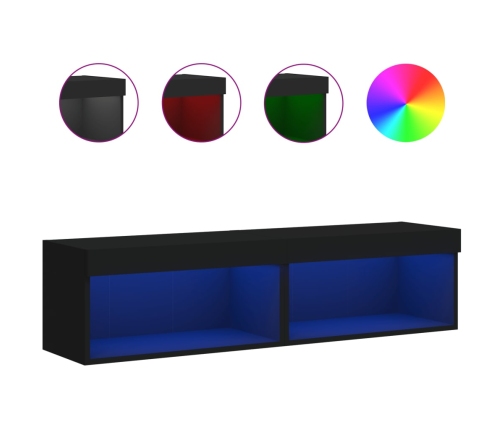 Muebles para TV con luces LED 2 uds negro 60x30x30 cm