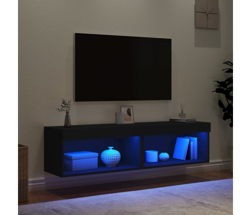 Muebles para TV con luces LED 2 uds negro 60x30x30 cm