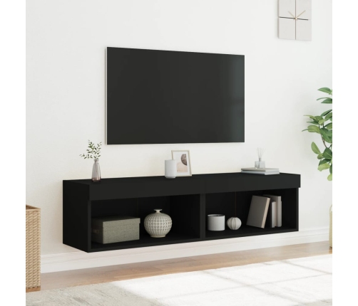 Muebles para TV con luces LED 2 uds negro 60x30x30 cm