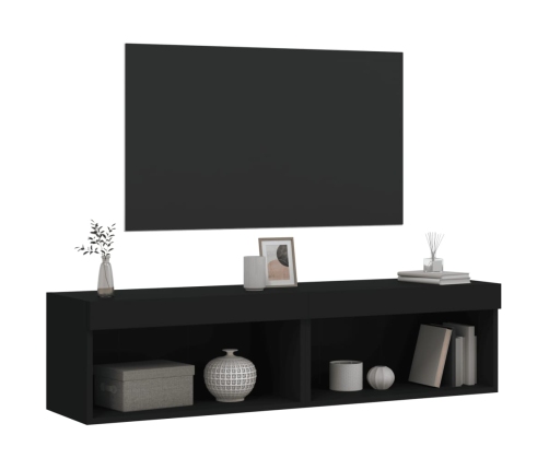 Muebles para TV con luces LED 2 uds negro 60x30x30 cm