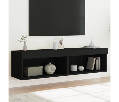 Muebles para TV con luces LED 2 uds negro 60x30x30 cm