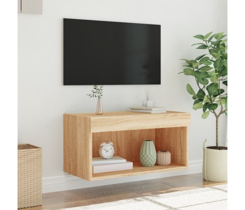 Mueble para TV con luces LED roble Sonoma 60x30x30 cm