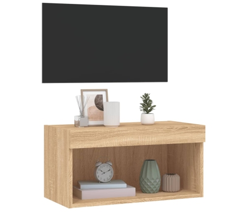 Mueble para TV con luces LED roble Sonoma 60x30x30 cm