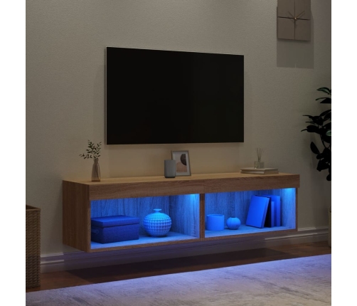 vidaXL Muebles para TV con luces LED 2 uds roble Sonoma 60x30x30 cm