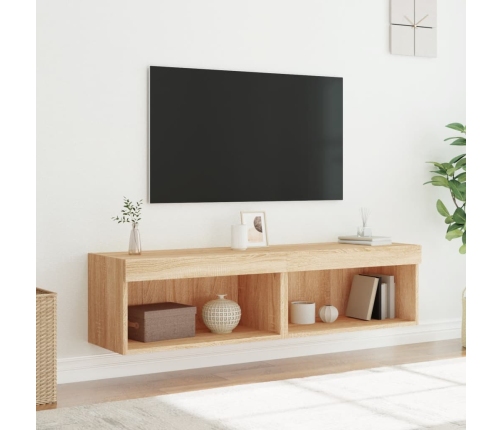 vidaXL Muebles para TV con luces LED 2 uds roble Sonoma 60x30x30 cm