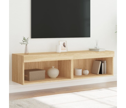 vidaXL Muebles para TV con luces LED 2 uds roble Sonoma 60x30x30 cm