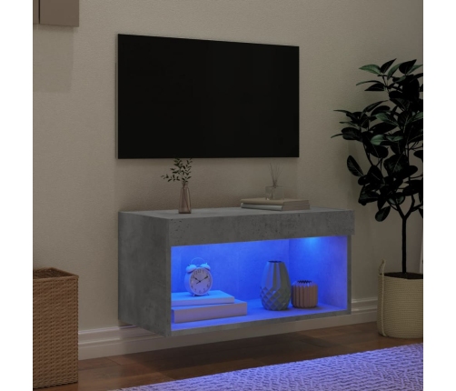 Mueble para TV con luces LED gris hormigón 60x30x30 cm