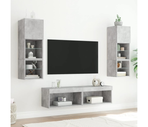 Mueble para TV con luces LED gris hormigón 60x30x30 cm