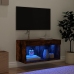 Mueble para TV con luces LED roble ahumado 60x30x30 cm