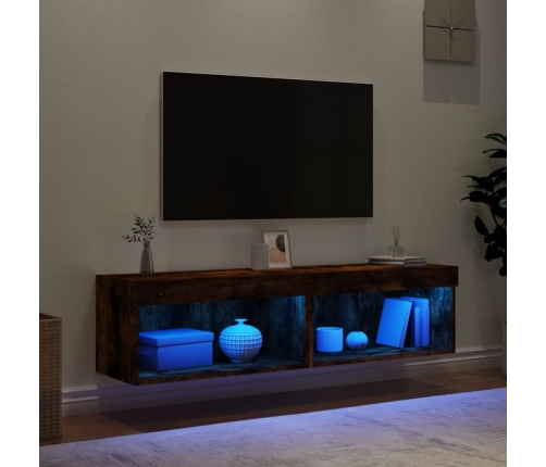 Muebles para TV con luces LED 2 uds roble ahumado 60x30x30 cm