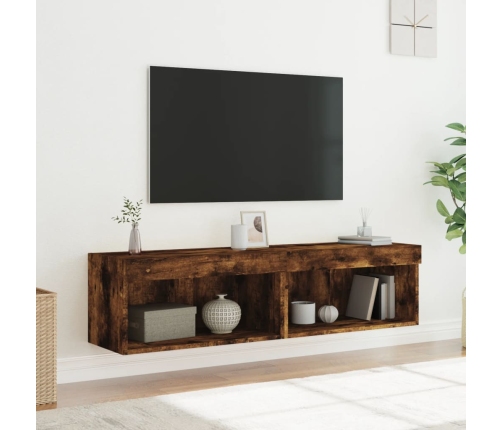 Muebles para TV con luces LED 2 uds roble ahumado 60x30x30 cm