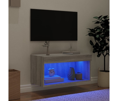 Mueble para TV con luces LED gris Sonoma 60x30x30 cm