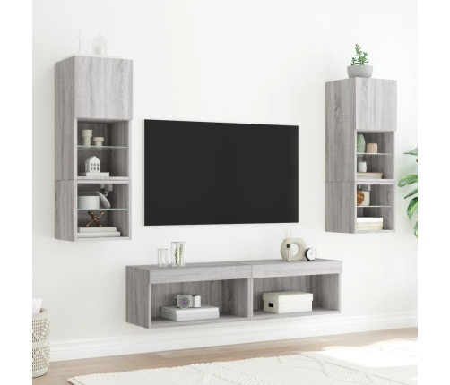 Mueble para TV con luces LED gris Sonoma 60x30x30 cm